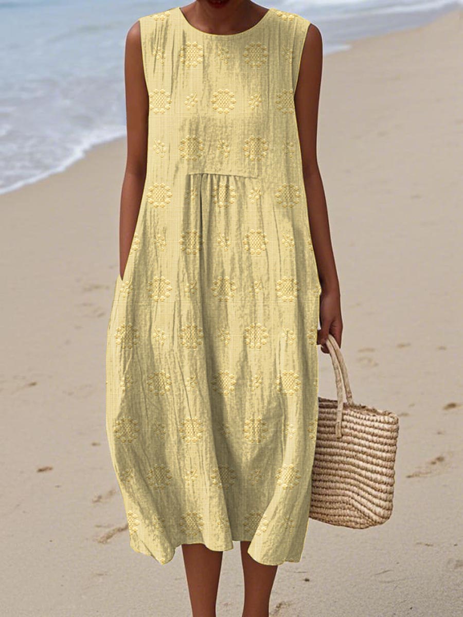 AIZA | COMFORTABLE SLEEVELES POCKET DRESS