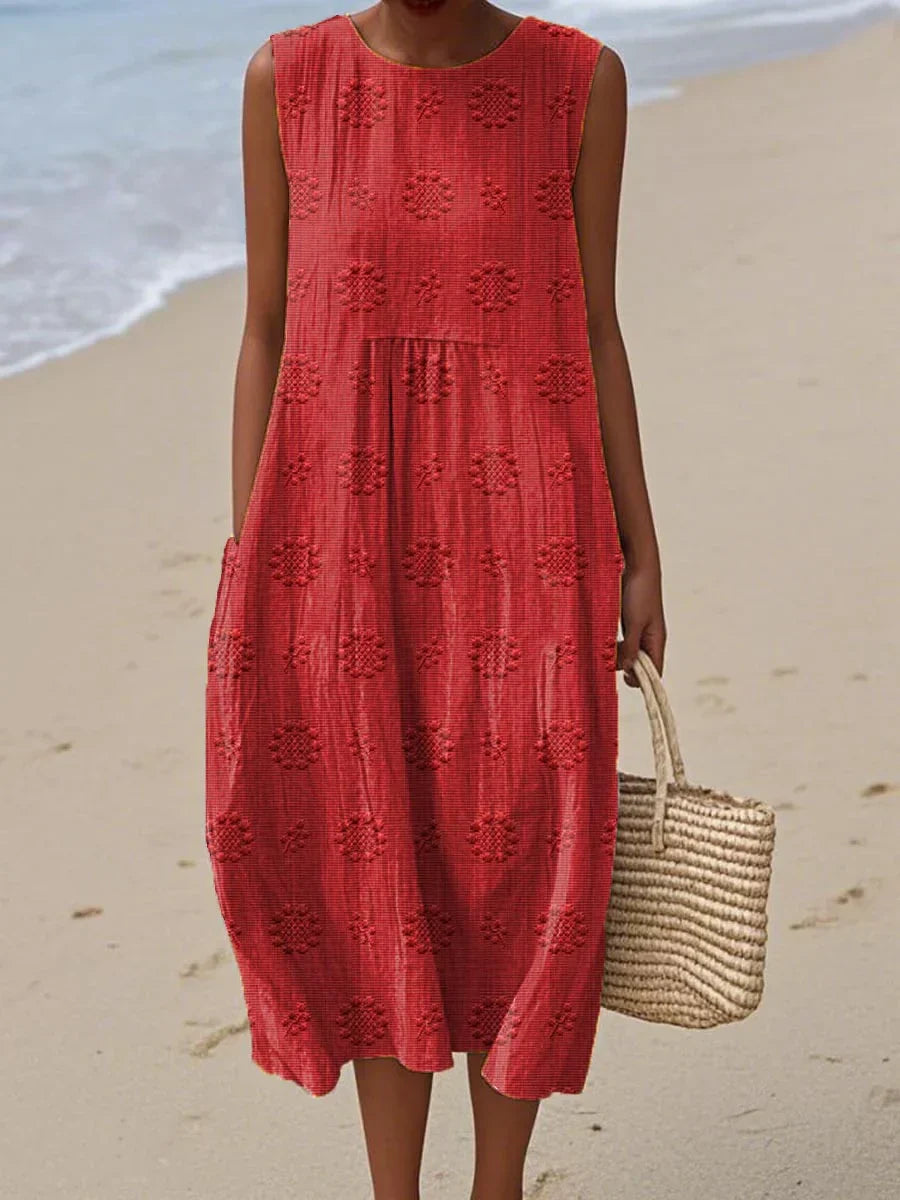 AIZA | COMFORTABLE SLEEVELES POCKET DRESS