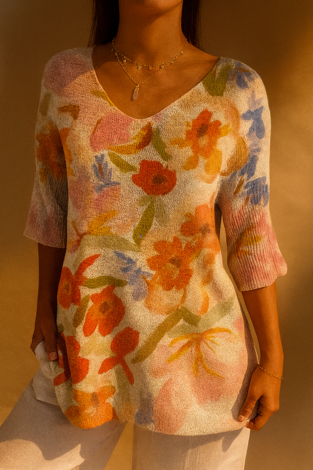 Sienna | Women's Vintage Art Floral Casual Pullover Knit