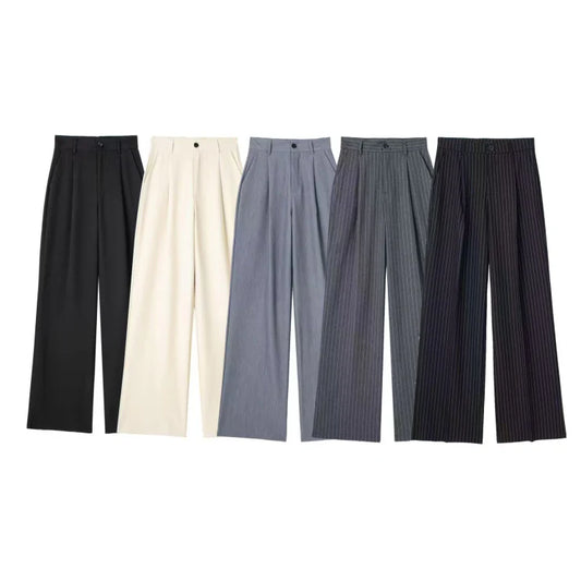 Noelle | High Waist Striped Trousers