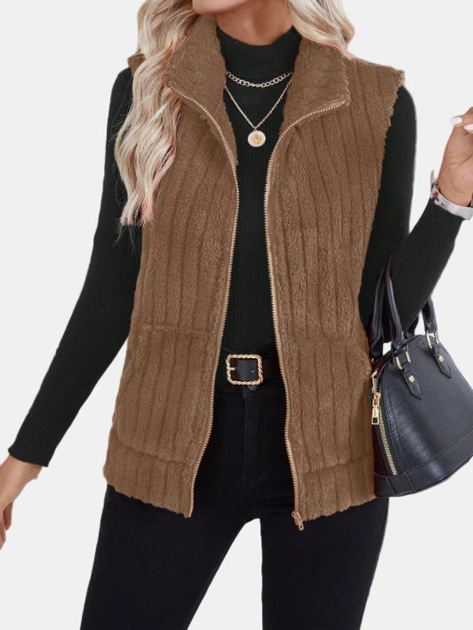 Farah | Ribbed Fleece Vest