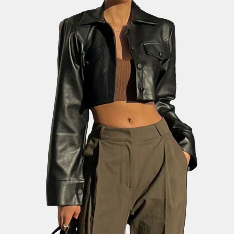 Aria | Elegant Faux Leather Jacket
