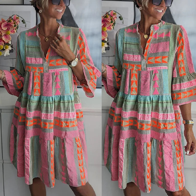 ANDREA | ELEGANT FLARE-SLEEVED DRESS